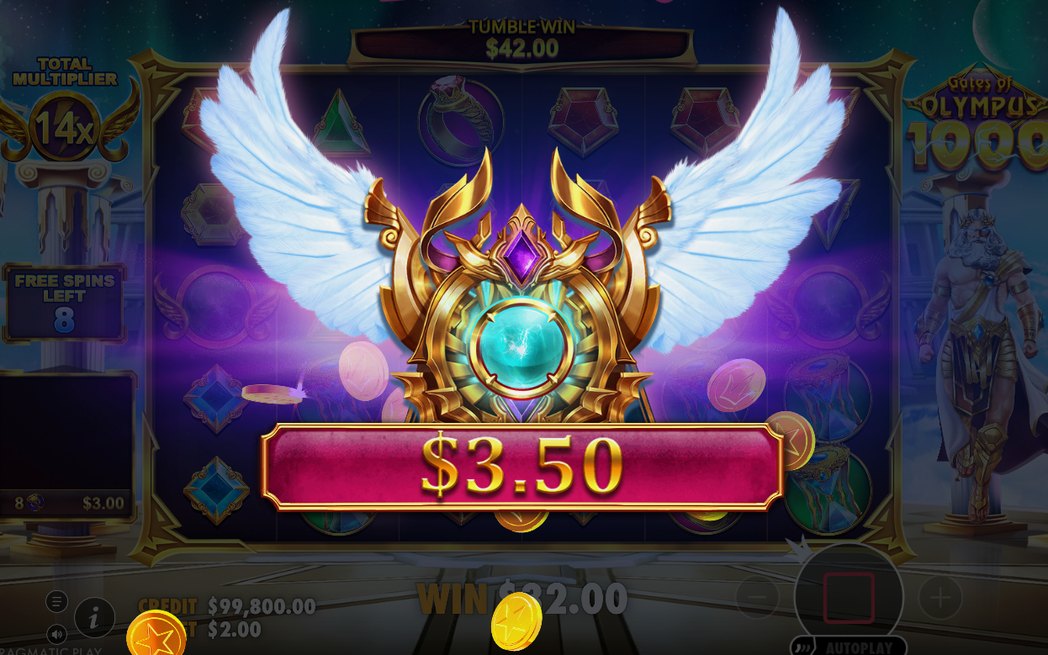 Free Spins start screen after four Zeus Scatter symbols