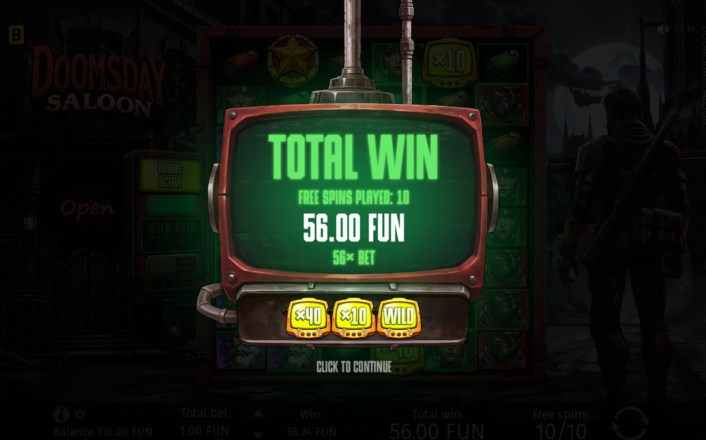 Win screen with payout in A$ at the current bet